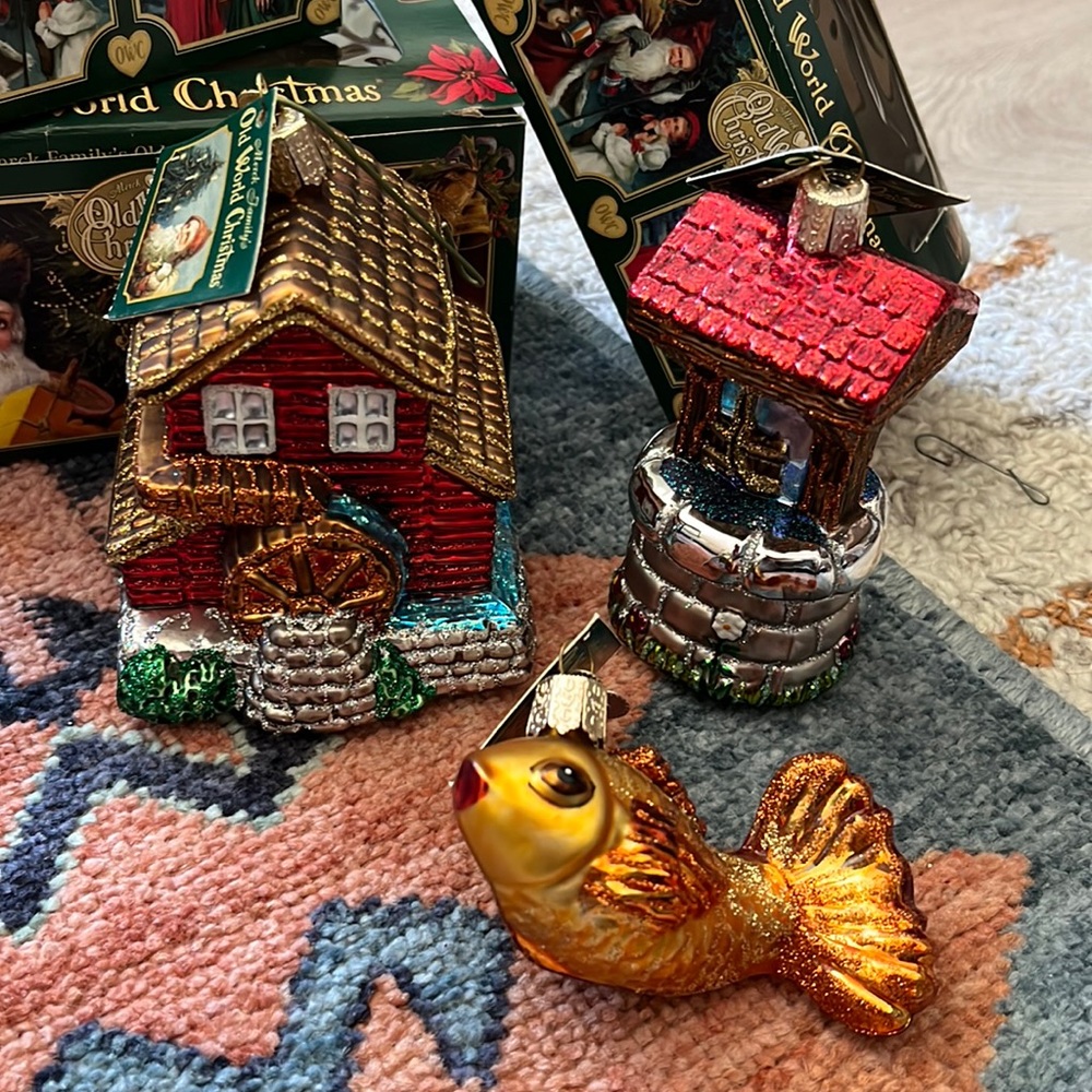 Set of 3 Old World Christmas Vintage Glass Ornaments